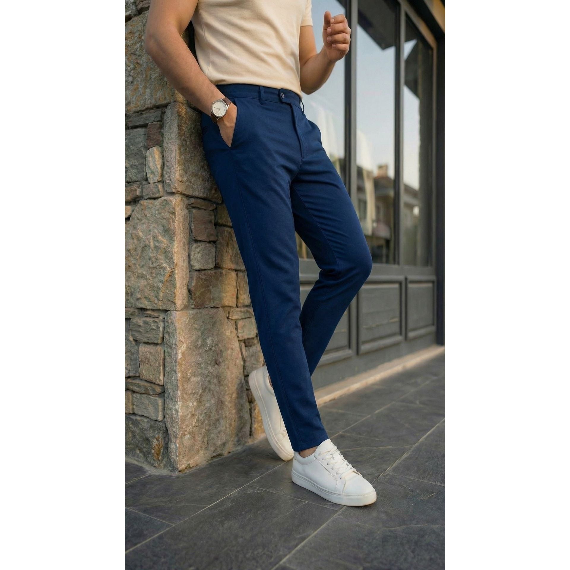 Erkek Slim Fit Dilli Kumaş Pantolon