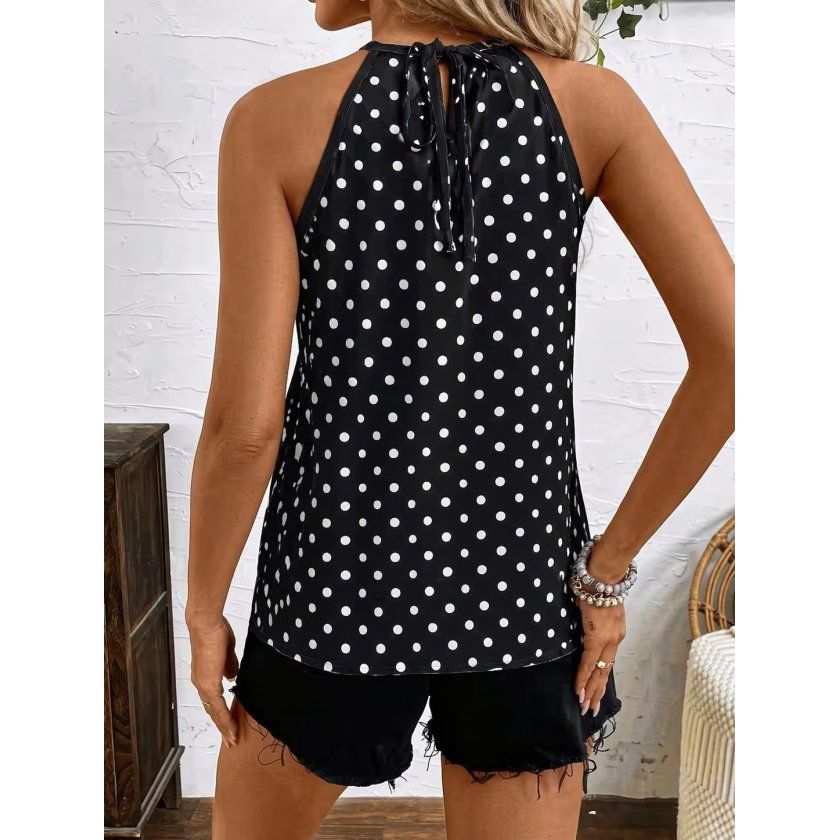 Kadın Kolsuz Boyundan Hakla Detaylı Leopar Süprem Bluz