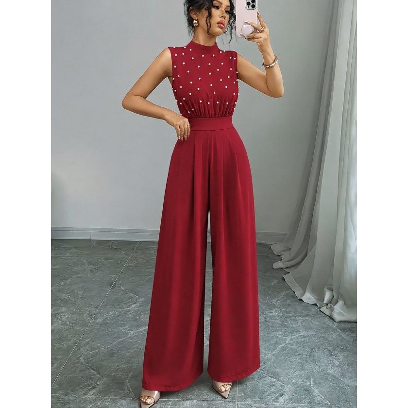 Kadın Balıkçı Yaka Kolsuz Incili Beli Kuşaklı Uzun Janjan Tulum