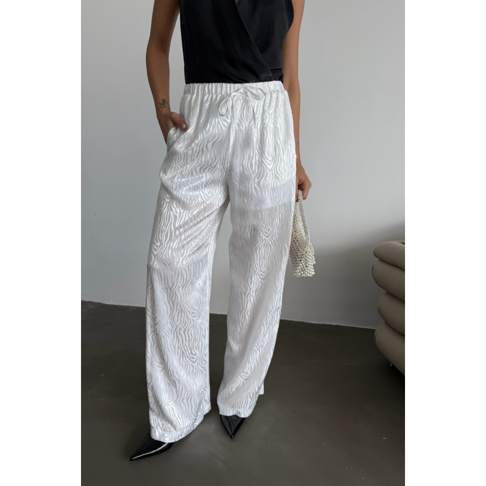 JAKAR SATEN PANTOLON - Beyaz