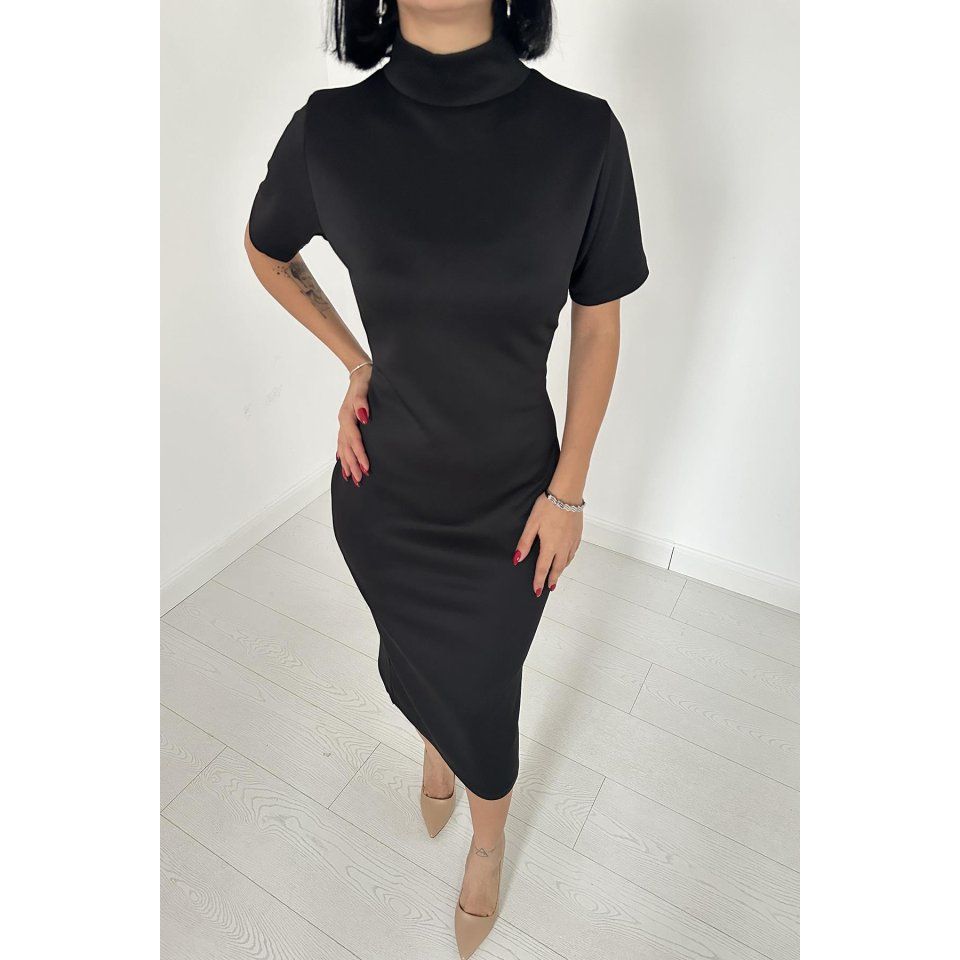 Siyah Balıkçı Yaka Elbise