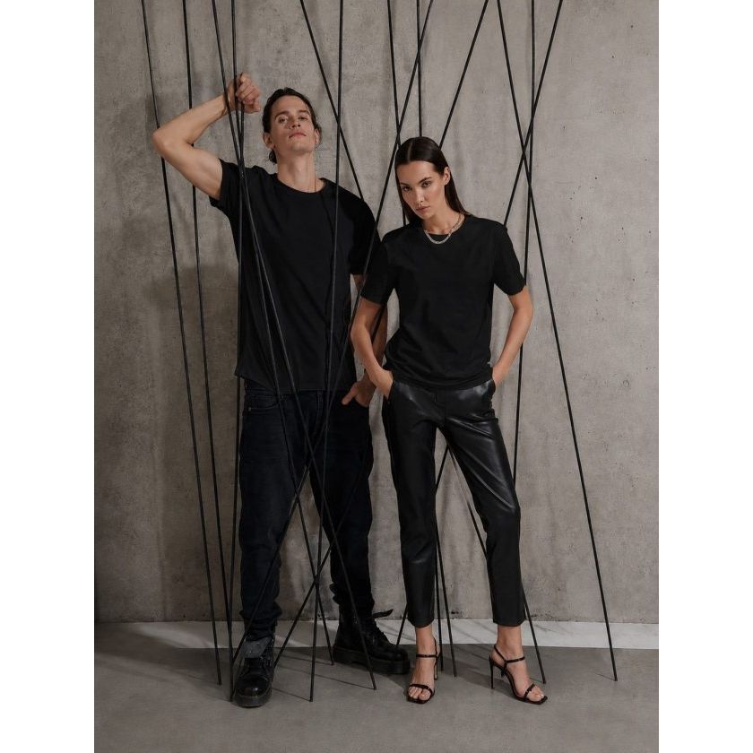 Unisex Kısa Kollu Bisiklet Yaka Basic Viskon Bluz