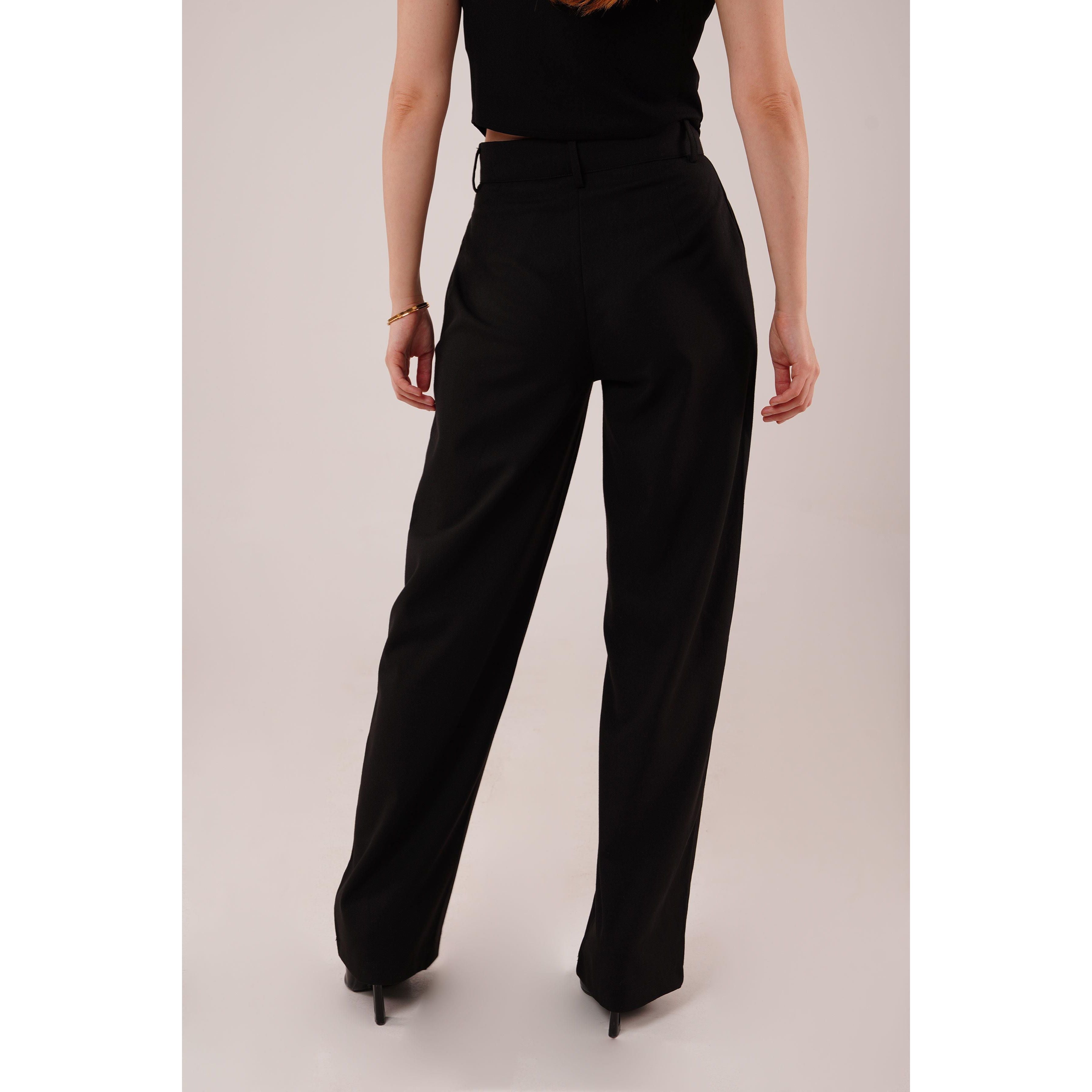 Premium Model Oturtmalı Siyah Pantolon