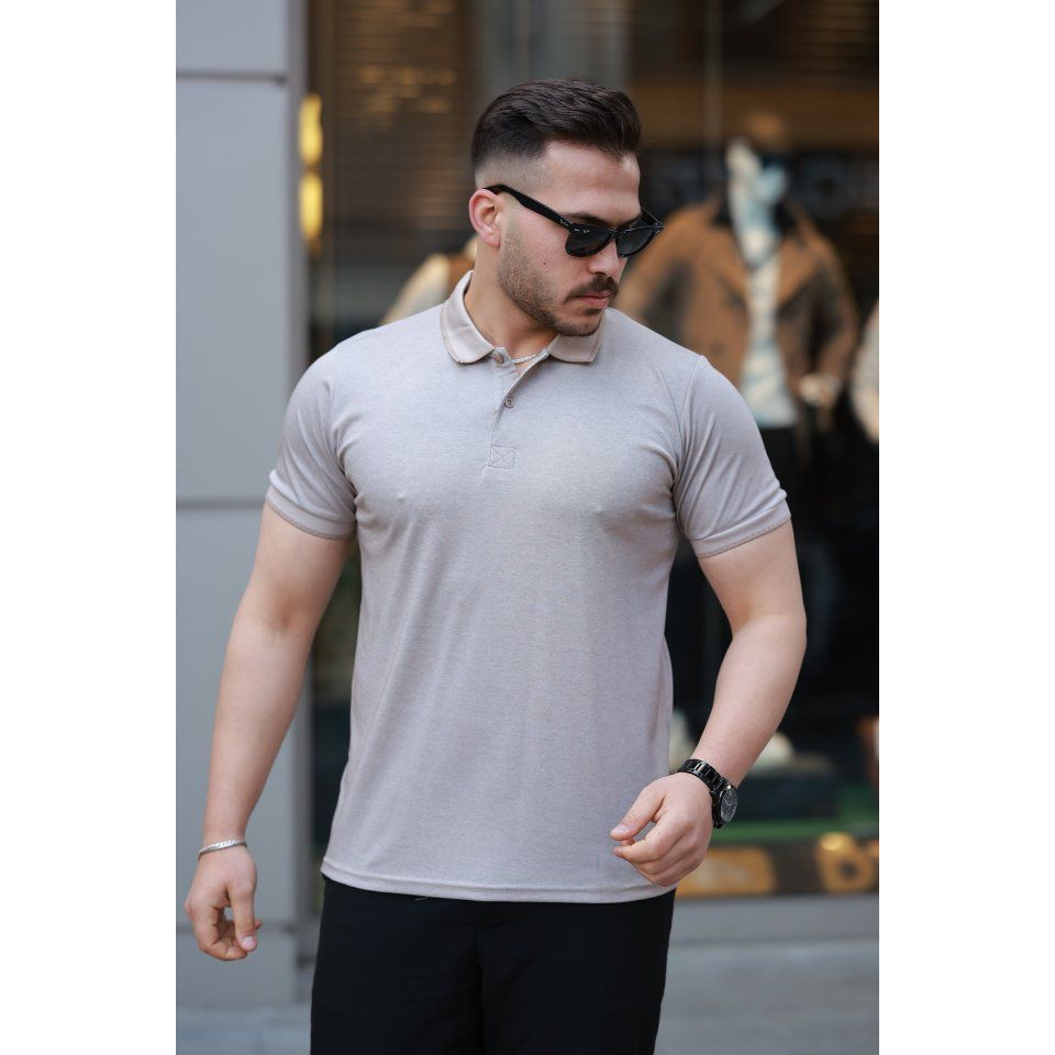 Erkek Yakalı Kagi Kumaş Kısa Kollu T-shirt