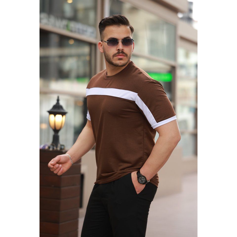 Erkek şerit Detaylı Kısa Kollu T-shirt