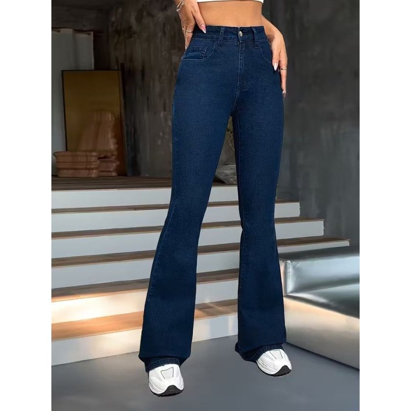 Kadın Yüksek Bel Paçaya Doğru Geniş Kot Pantolon