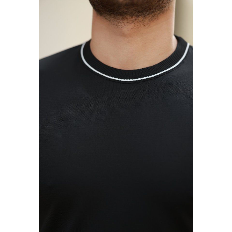 Erkek Bisiklet Yaka Ribanalı Kısa Kollu Tshirt