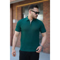 Erkek Fermuarlı Yakalı Kısa Kollu Tshirt