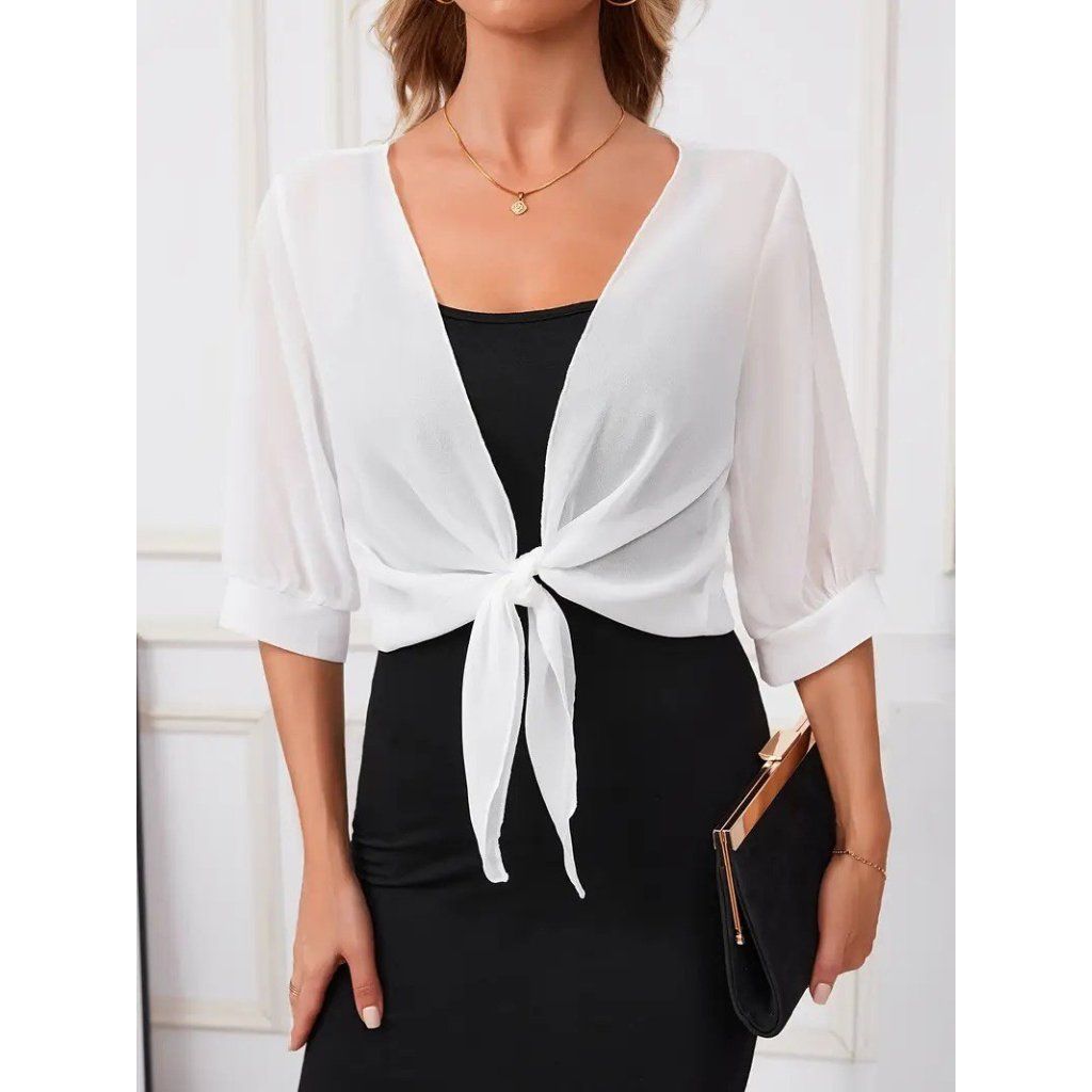 Kadın Truvakar Kol önden Bağlamalı Kısa şifon Bolero Ceket