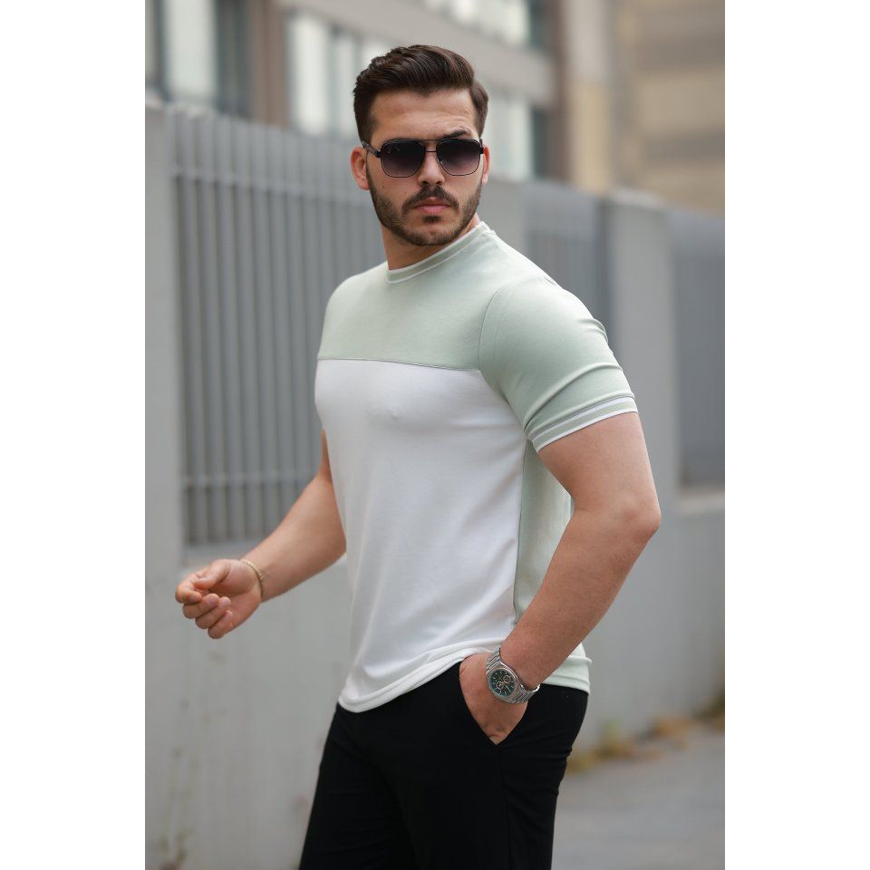 Erkek Parçalı Renk Kısa Kollu Tişört