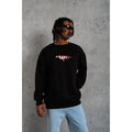 Erkek 3 İplik Gangster Baskılı Sweatshirt - Siyah
