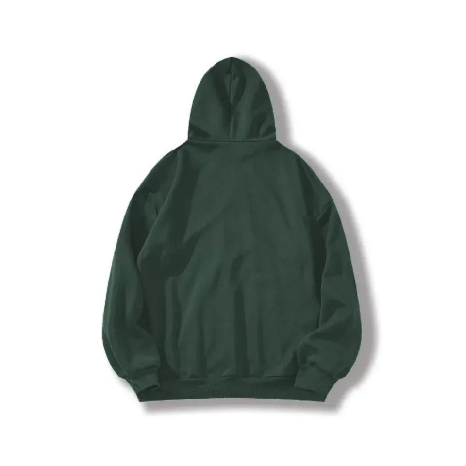 Erkek Düz Kapüşonlu Sweat - Koyu Yeşil