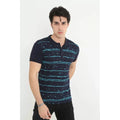 Erkek Yakalı Slim Fit Pike Çizgili T-Shirt - Lacivert