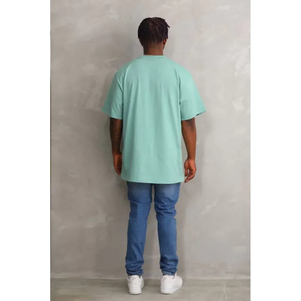 Unisex Baskılı Oversize T-Shirt - Mint Yeşili