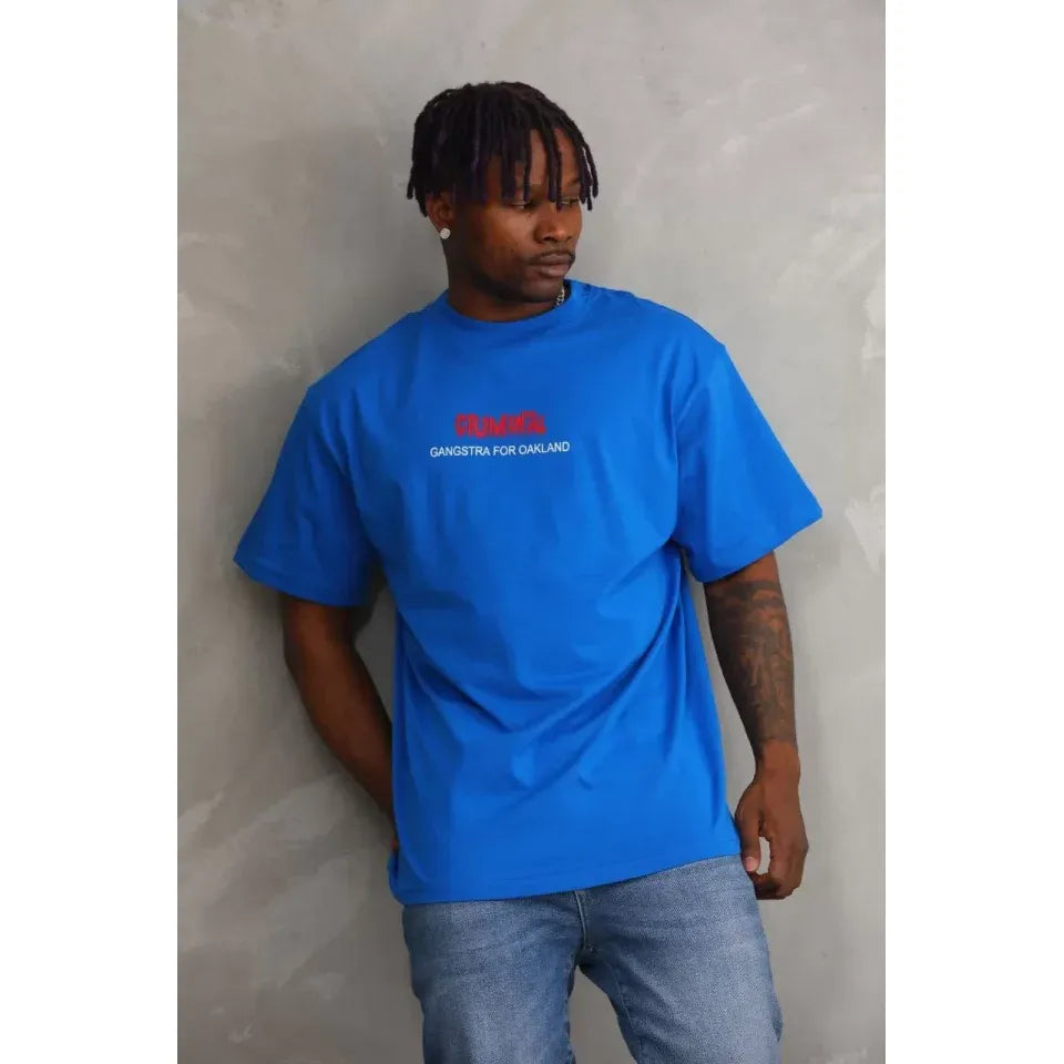 Unisex Baskılı Oversize T-Shirt - Mavi