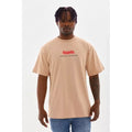 Unisex Baskılı Oversize T-Shirt - Bej