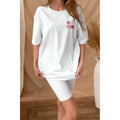 Unisex Baskılı Oversize T-Shirt - Beyaz