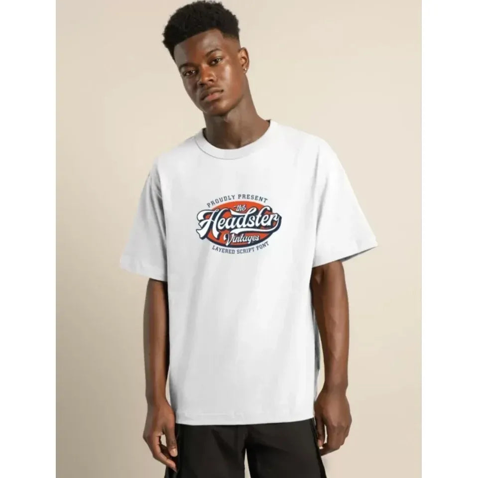 Unisex Baskılı Oversize T-Shirt - Beyaz