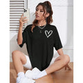 Bisiklet Yaka Baskılı Oversize T-Shirt - Siyah