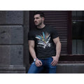 Unisex Bisiklet Yaka Baskılı Oversize T-Shirt - Siyah