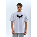 Unisex Ön Ve Kol Baskılı Oversize T-shirt - Beyaz
