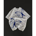 Unisex Bisiklet Yaka Baskılı Oversize T-Shirt - Beyaz
