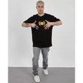 Unisex Bisiklet Yaka Baskılı Oversize T-Shirt - Siyah