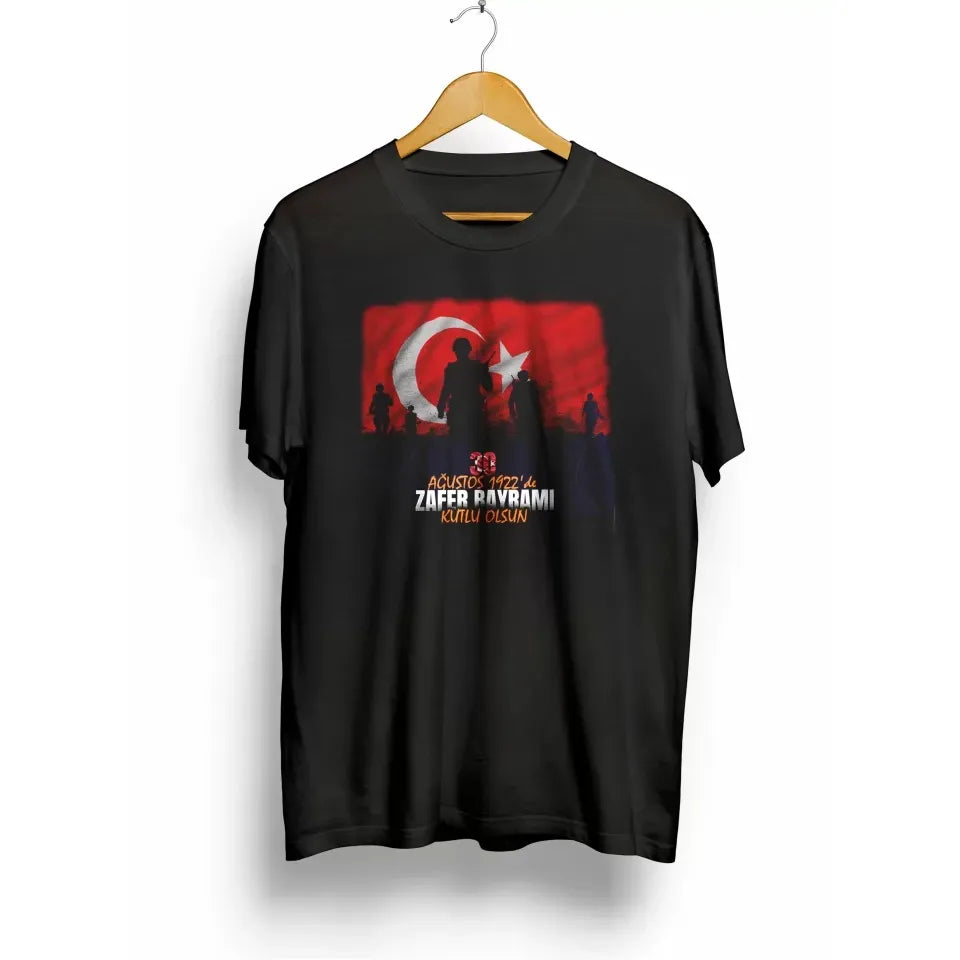 30 Ağustos Atatürk Baskılı T-shirt - Siyah