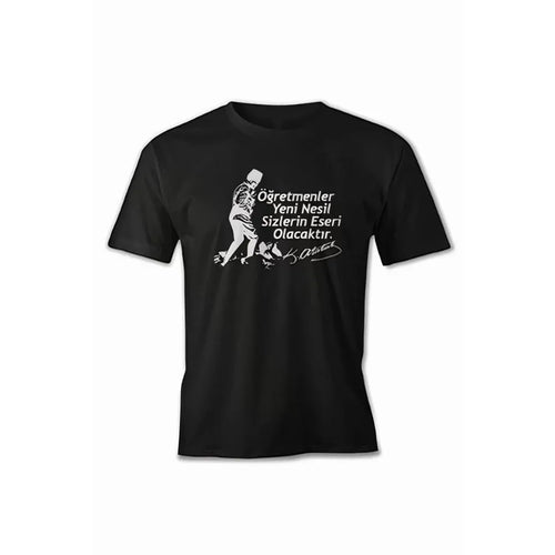 24 Kasım Öğretmenler Baskılı T-shirt - Siyah