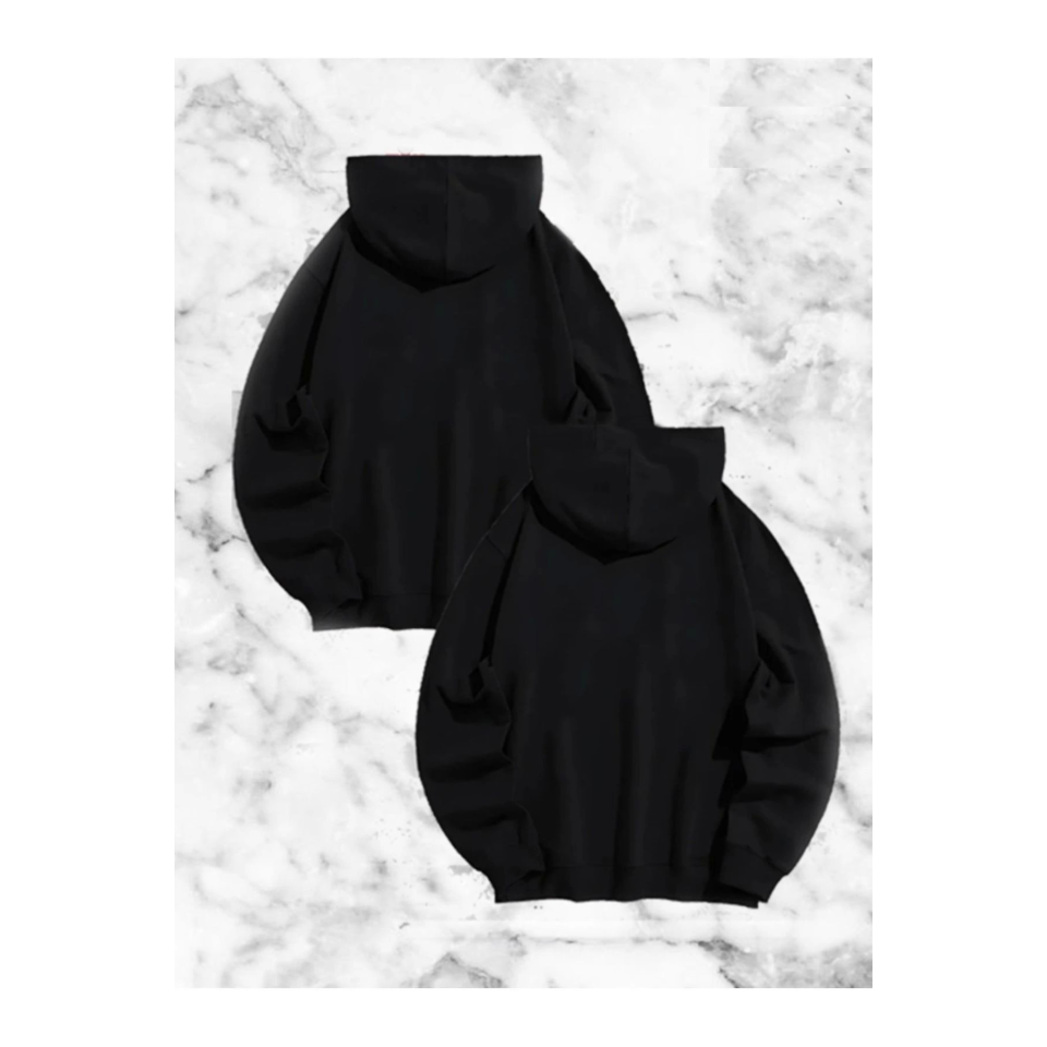 Örümcek Baskılı Sevgili Çift Kombini Kapüşonlu Sweatshirt - Hodie - Siyah