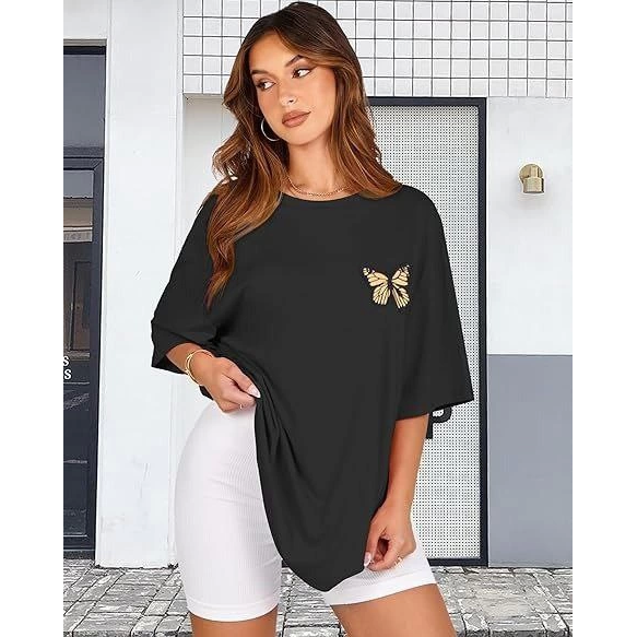 Bisiklet Yaka Baskılı T-shirt - Siyah