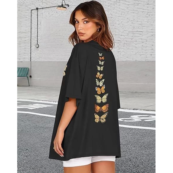 Bisiklet Yaka Baskılı T-shirt - Siyah