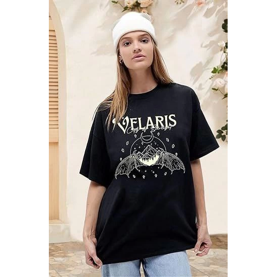 Bisiklet Yaka Baskılı T-shirt - Siyah