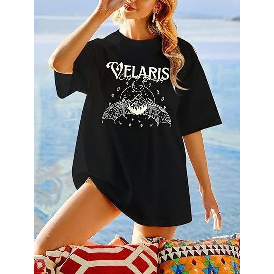 Bisiklet Yaka Baskılı T-shirt - Siyah