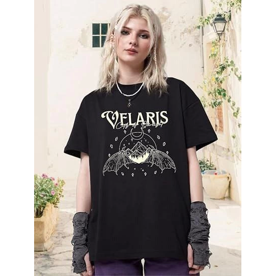 Bisiklet Yaka Baskılı T-shirt - Siyah