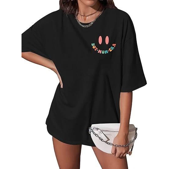 Bisiklet Yaka Kısa Kol Baskılı T-shirt - Siyah