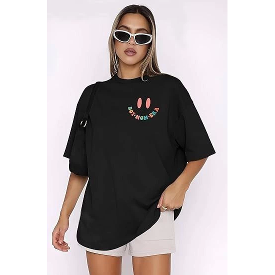 Bisiklet Yaka Kısa Kol Baskılı T-shirt - Siyah