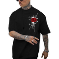 Erkek Bisiklet Yaka Kısa Kol Baskılı T-shirt - Siyah
