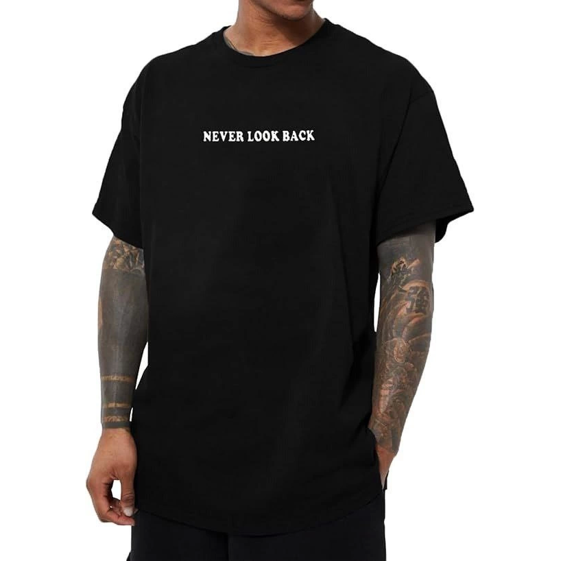 Erkek Bisiklet Yaka Kısa Kol Baskılı T-shirt - Siyah