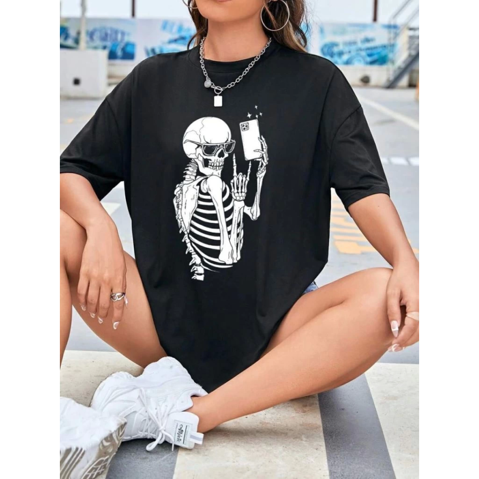 Baskılı T-shirt - Siyah