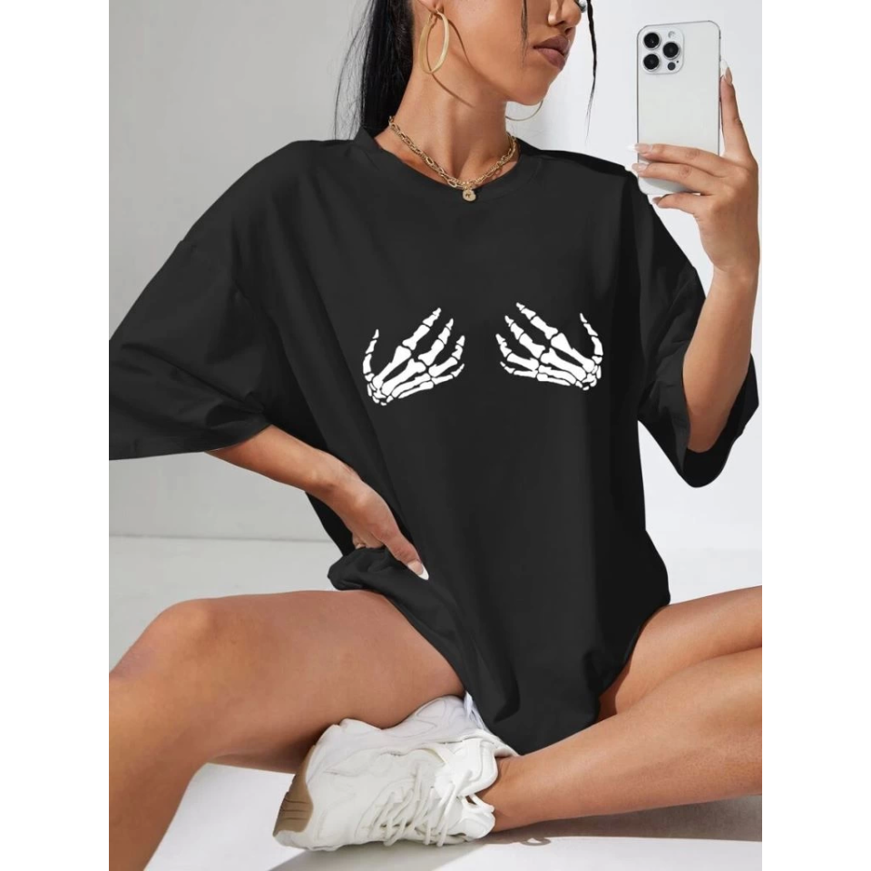 Baskılı T-shirt - Siyah
