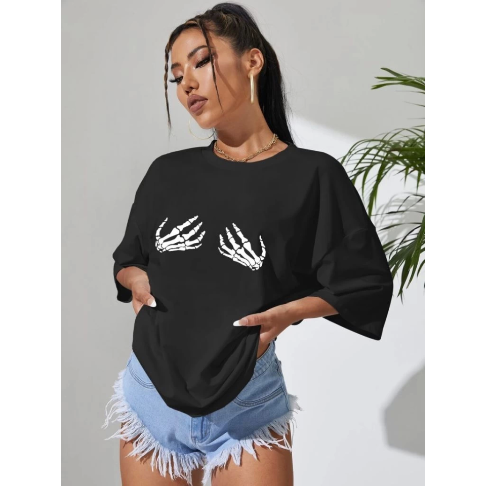 Baskılı T-shirt - Siyah