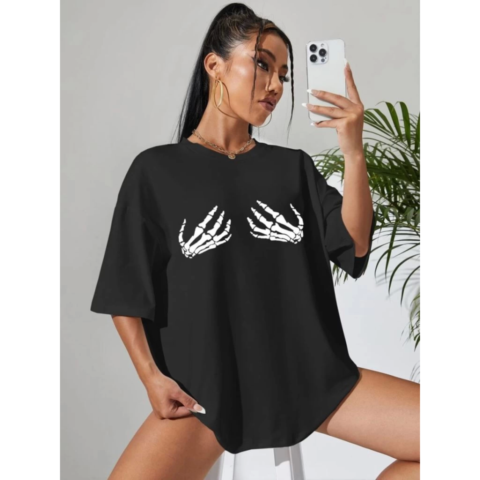 Baskılı T-shirt - Siyah