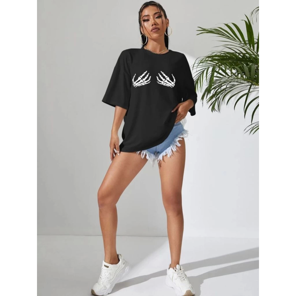 Baskılı T-shirt - Siyah