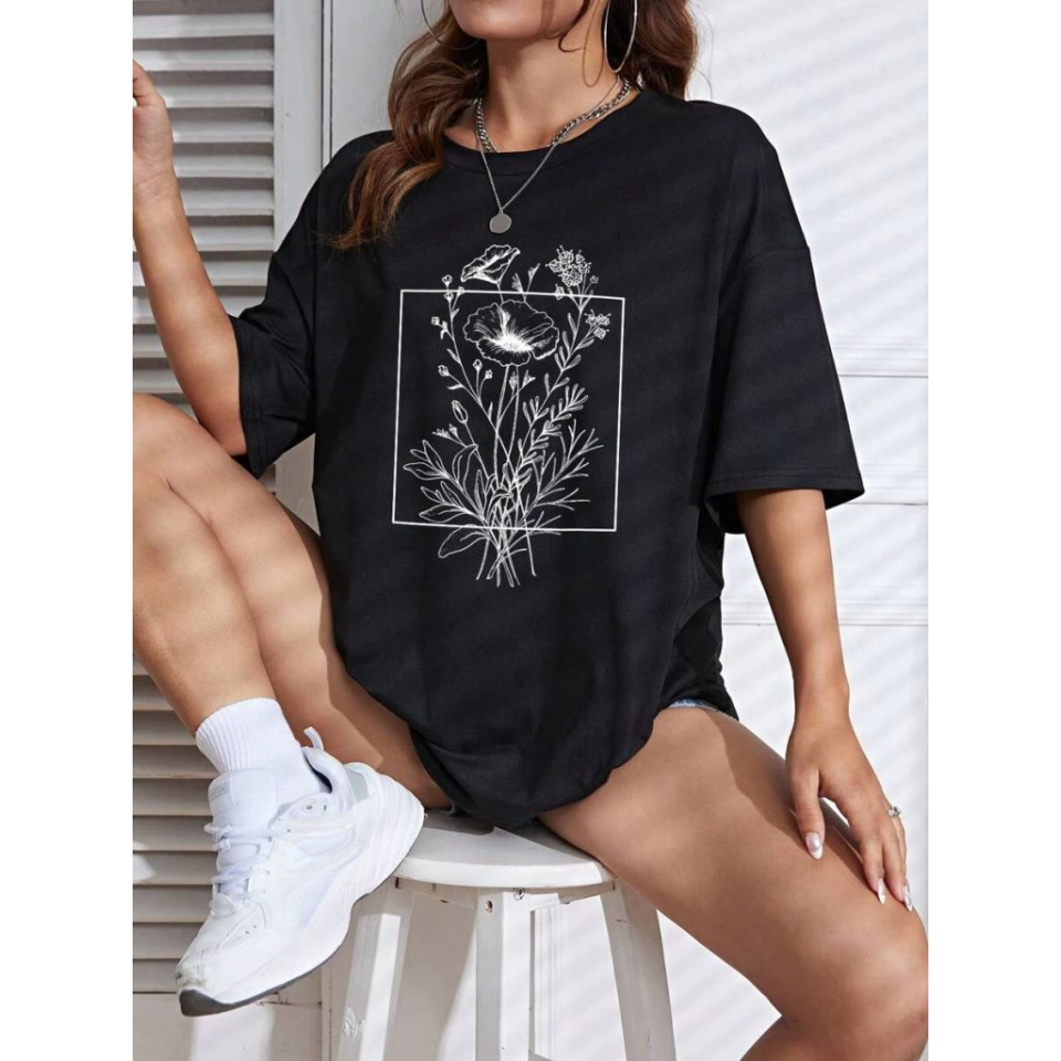 Baskılı T-shirt - Siyah