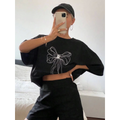 Baskılı Oversize T-shirt - Siyah