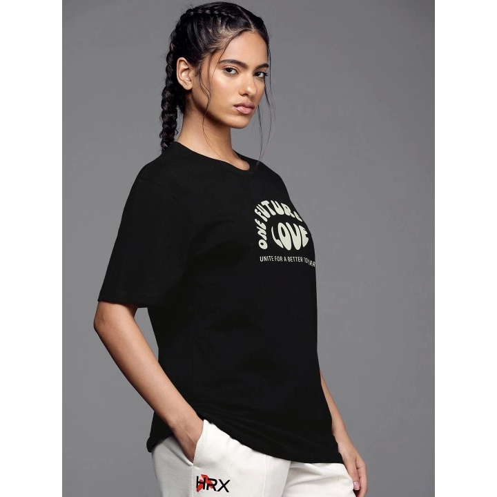 Baskılı Oversize T-shirt - Siyah