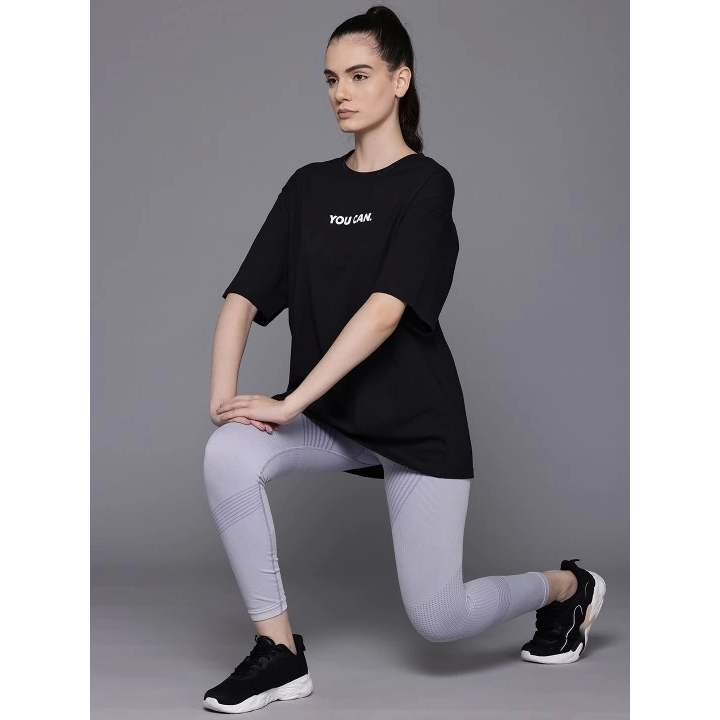 Baskılı Oversize T-shirt - Siyah