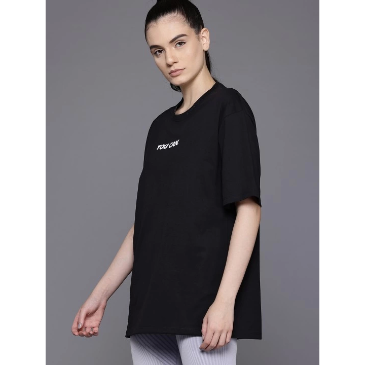 Baskılı Oversize T-shirt - Siyah