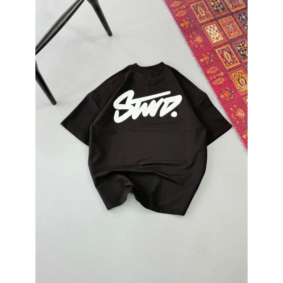 Erkek Baskılı Oversize T-shirt - Siyah